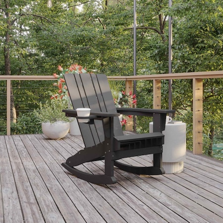 Flash Furniture Gray Adirondack Rocking Chair with Cupholder LE-HMP-1045-31-GY-GG